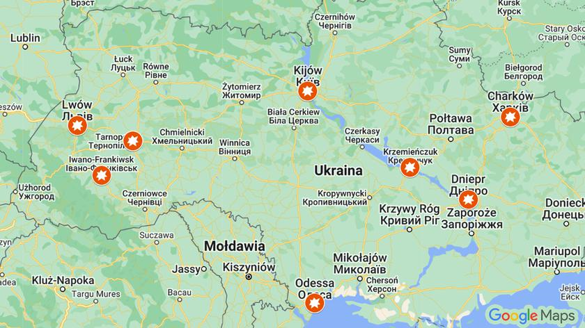 Kijów, Lwów, Tarnopol, Dniepr, Charków, Odessa. Seria ataków na ukraińskie miasta